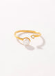 ANILLO PERLA Y MOISSANITA GRADUABLE BAÑO EN ORO