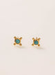 Aretes cruz bindi turquesa baño en oro