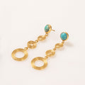 ARETES CONCENTRICO TURQUESA BAÑO EN ORO