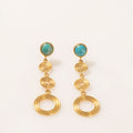 ARETES CONCENTRICO TURQUESA BAÑO EN ORO