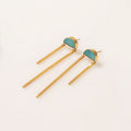 ARETES CUPULA LISTON TURQUESA BAÑO EN ORO