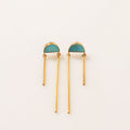 ARETES CUPULA LISTON TURQUESA BAÑO EN ORO