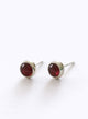 ARETES CABUJON GRANATE PLATA