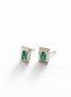 ARETES PIRAMIDE DEL SOL ESMERALDA COLOMBIANA PLATA
