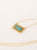 Collar placa turquesa rectangular Dorado