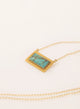 Collar placa turquesa rectangular Dorado