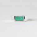Anillo sello esmeralda plata