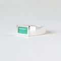 Anillo sello esmeralda plata