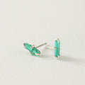 ARETES CANUTILLO ESMERALDA COLOMBIANA PLATA