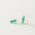 ARETES CANUTILLO ESMERALDA COLOMBIANA PLATA